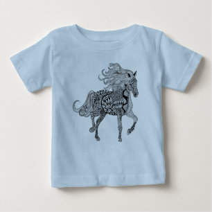 刺激を受けたで黒い馬 ベビーTシャツ