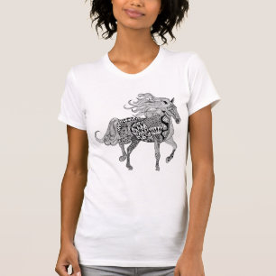 刺激を受けたで黒い馬 Tシャツ