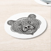 刺激を受けたなくまの顔 ラウンドペーパーコースター (アングル)