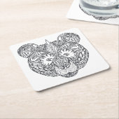 刺激を受けたなくま スクエアペーパーコースター (アングル)