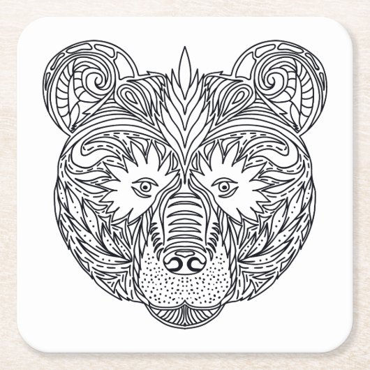 刺激を受けたなくま スクエアペーパーコースター (正面)