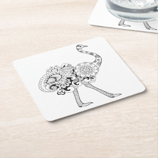 刺激を受けたなだちょう スクエアペーパーコースター (アングル)