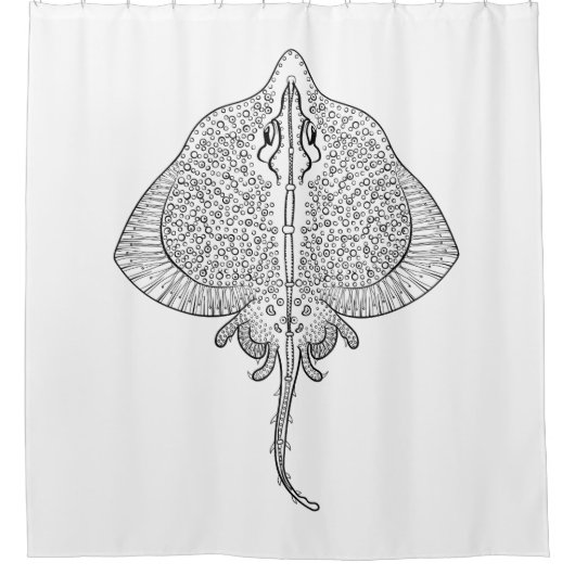 刺激を受けたなアカエイのトーテム シャワーカーテン (正面)