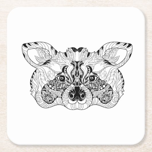 刺激を受けたなアライグマ スクエアペーパーコースター (正面)