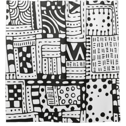 刺激を受けたなインディアンの抽象芸術の姿 シャワーカーテン (正面)