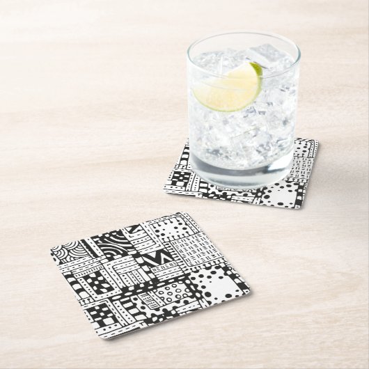 刺激を受けたなインディアンの抽象芸術の姿 スクエアペーパーコースター (インサイチュ)