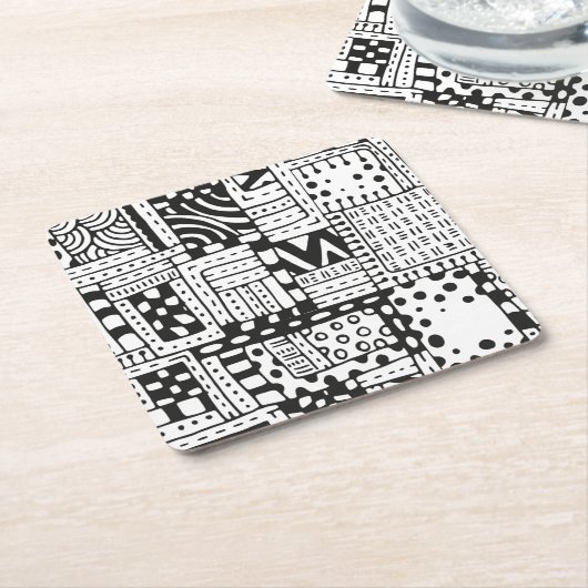 刺激を受けたなインディアンの抽象芸術の姿 スクエアペーパーコースター (アングル)