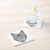 刺激を受けたなオオカミの頭部 スクエアペーパーコースター (インサイチュ)