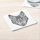 刺激を受けたなオオカミの頭部 スクエアペーパーコースター (アングル)