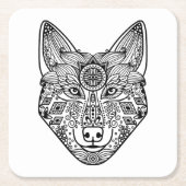 刺激を受けたなオオカミの頭部 スクエアペーパーコースター (正面)