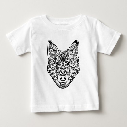刺激を受けたなオオカミの頭部 ベビーTシャツ (正面)