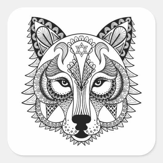 刺激を受けたなオオカミ スクエアシール (正面)