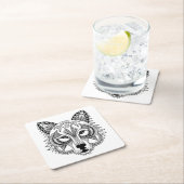 刺激を受けたなオオカミ スクエアペーパーコースター (インサイチュ)