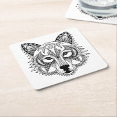 刺激を受けたなオオカミ スクエアペーパーコースター (アングル)