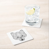 刺激を受けたなキツネの頭部 スクエアペーパーコースター (インサイチュ)