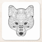 刺激を受けたなキツネの頭部 スクエアペーパーコースター (正面)