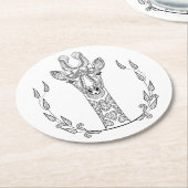 刺激を受けたなキリン ラウンドペーパーコースター (アングル)