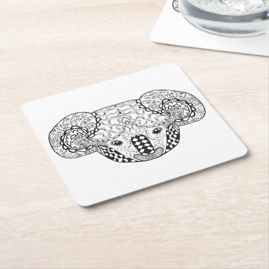 刺激を受けたなコアラ スクエアペーパーコースター (アングル)