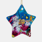 刺激を受けたなサンタの赤いルビー色の宝石の星 セラミックオーナメント (右)