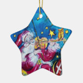 刺激を受けたなサンタの赤いルビー色の宝石の星 セラミックオーナメント (左)