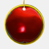 刺激を受けたなサンタの赤いルビー色の宝石 セラミックオーナメント (裏面)