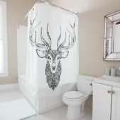 刺激を受けたなシカの角状の頭部 シャワーカーテン (インサイチュ)