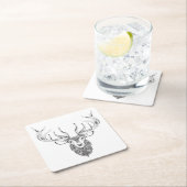 刺激を受けたなシカの角状の頭部 スクエアペーパーコースター (インサイチュ)