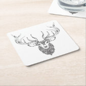 刺激を受けたなシカの角状の頭部 スクエアペーパーコースター (アングル)