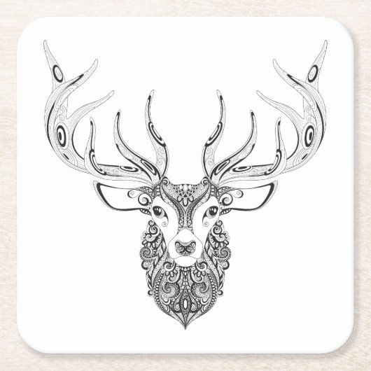 刺激を受けたなシカの角状の頭部 スクエアペーパーコースター (正面)