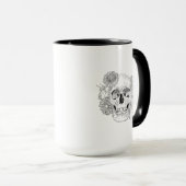 刺激を受けたなスカルおよび花 マグカップ (正面右)