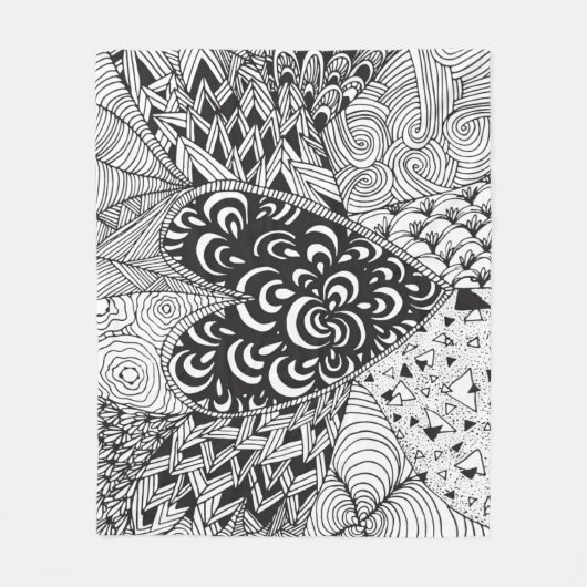 刺激を受けたなハートの落書き フリースブランケット (正面)