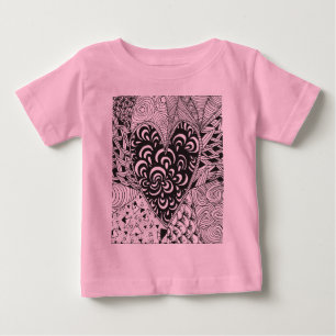 刺激を受けたなハートの落書き ベビーTシャツ