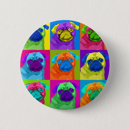 刺激を受けたなパグボタン 缶バッジ (正面)