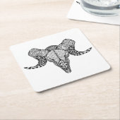 刺激を受けたなヒツジのスカル スクエアペーパーコースター (アングル)