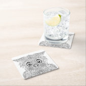 刺激を受けたなフクロウのポートレート スクエアペーパーコースター (インサイチュ)