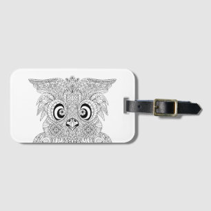刺激を受けたなフクロウのポートレート ラゲッジタグ