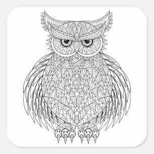 刺激を受けたなフクロウの鳥のトーテム スクエアシール