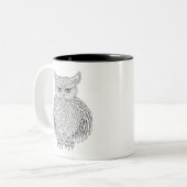 刺激を受けたなフクロウの鳥のトーテム ツートーンマグカップ (正面左)