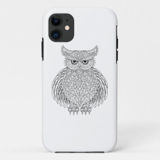刺激を受けたなフクロウの鳥のトーテム iPhone 11 ケース