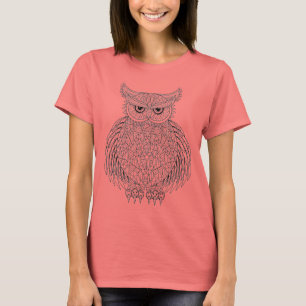 刺激を受けたなフクロウの鳥のトーテム Tシャツ