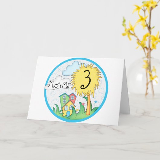 刺激を受けたなマイル標石3か月の カード (黄色い花)