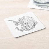 刺激を受けたなユニコーン スクエアペーパーコースター (アングル)