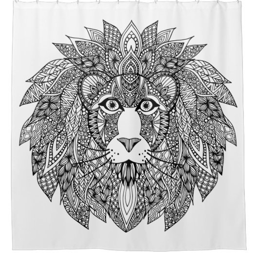 刺激を受けたなライオンの頭部4 シャワーカーテン (正面)