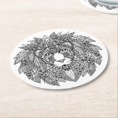 刺激を受けたなライオンの頭部4 ラウンドペーパーコースター (アングル)