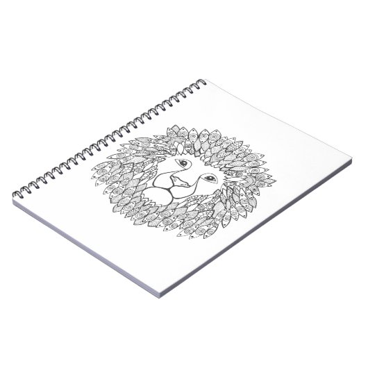 刺激を受けたなライオンの頭部 ノートブック (左側)