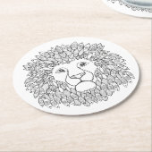 刺激を受けたなライオンの頭部 ラウンドペーパーコースター (アングル)