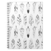 刺激を受けたなレトロの羽パターン ノートブック (正面)