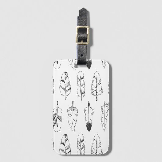 刺激を受けたなレトロの羽パターン ラゲッジタグ (正面縦)