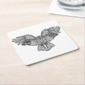 刺激を受けたなワシミミズク スクエアペーパーコースター (アングル)