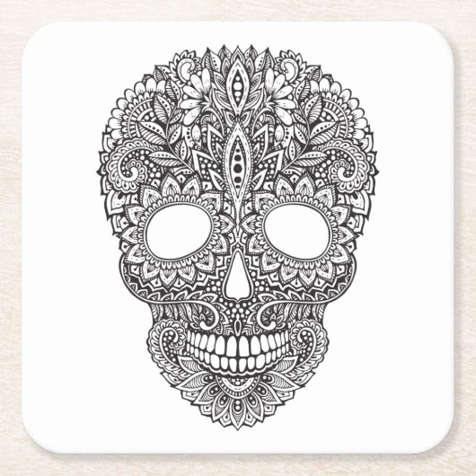 刺激を受けたな人間のスカル スクエアペーパーコースター (正面)